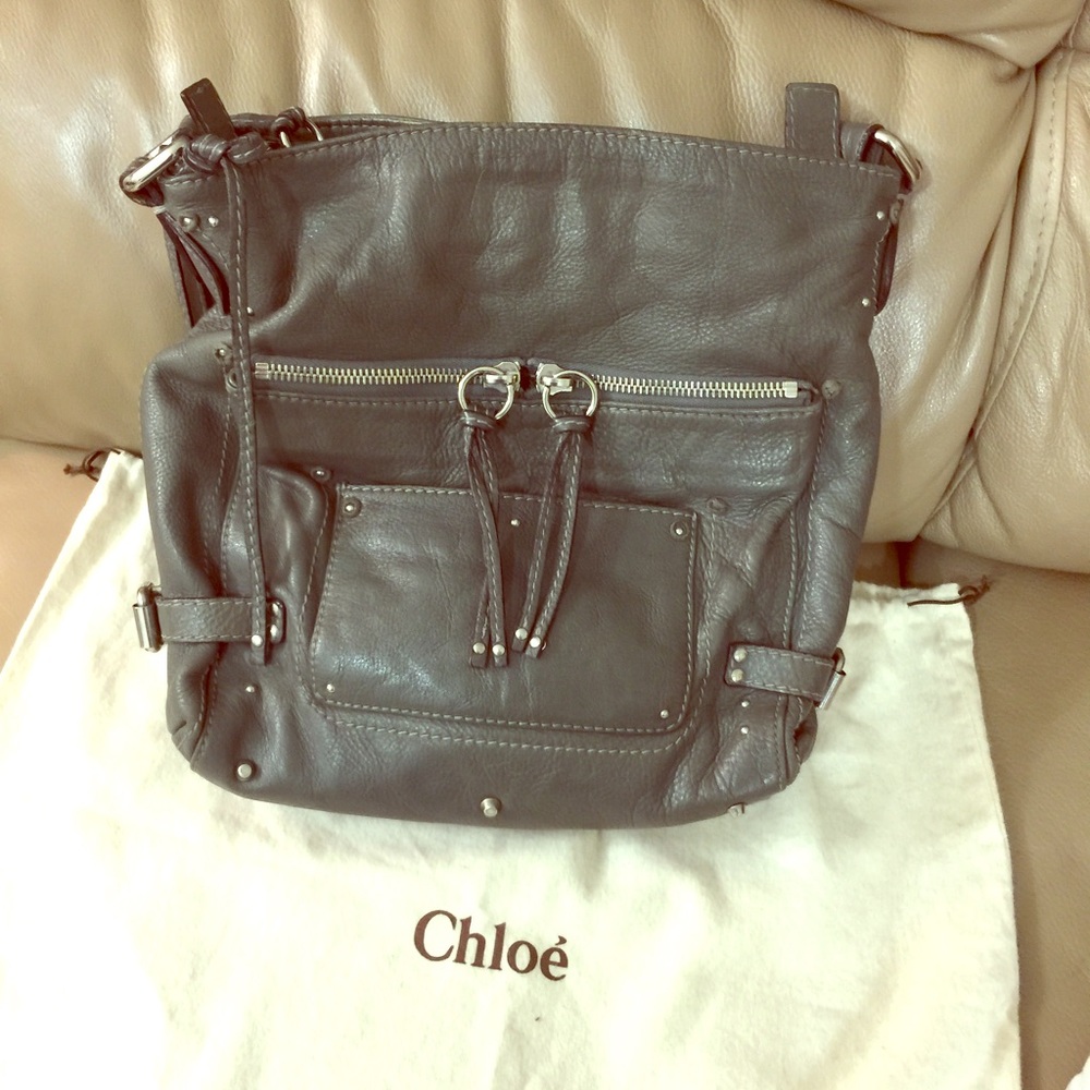 Chloe Gray Leather Shoulder Bag smoking home